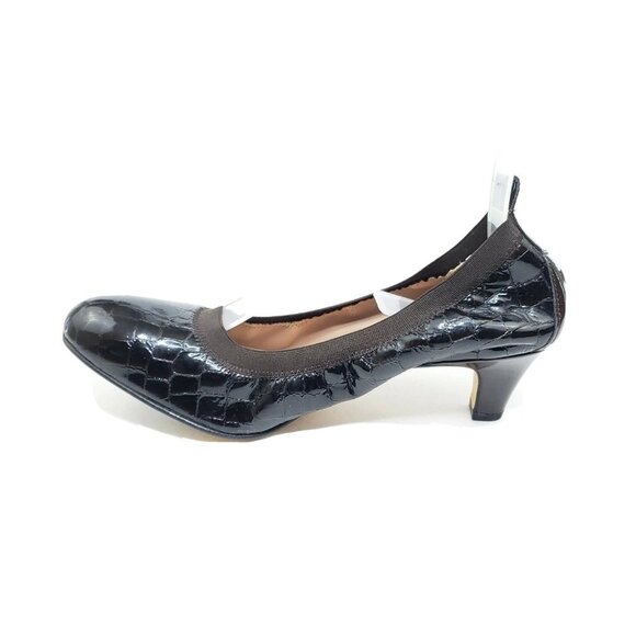 Anyi Lu Black Patent Croc Leather Heels Womens Italy Kitten Pumps EU 39.5 US 9.5 - Picture 9 of 10